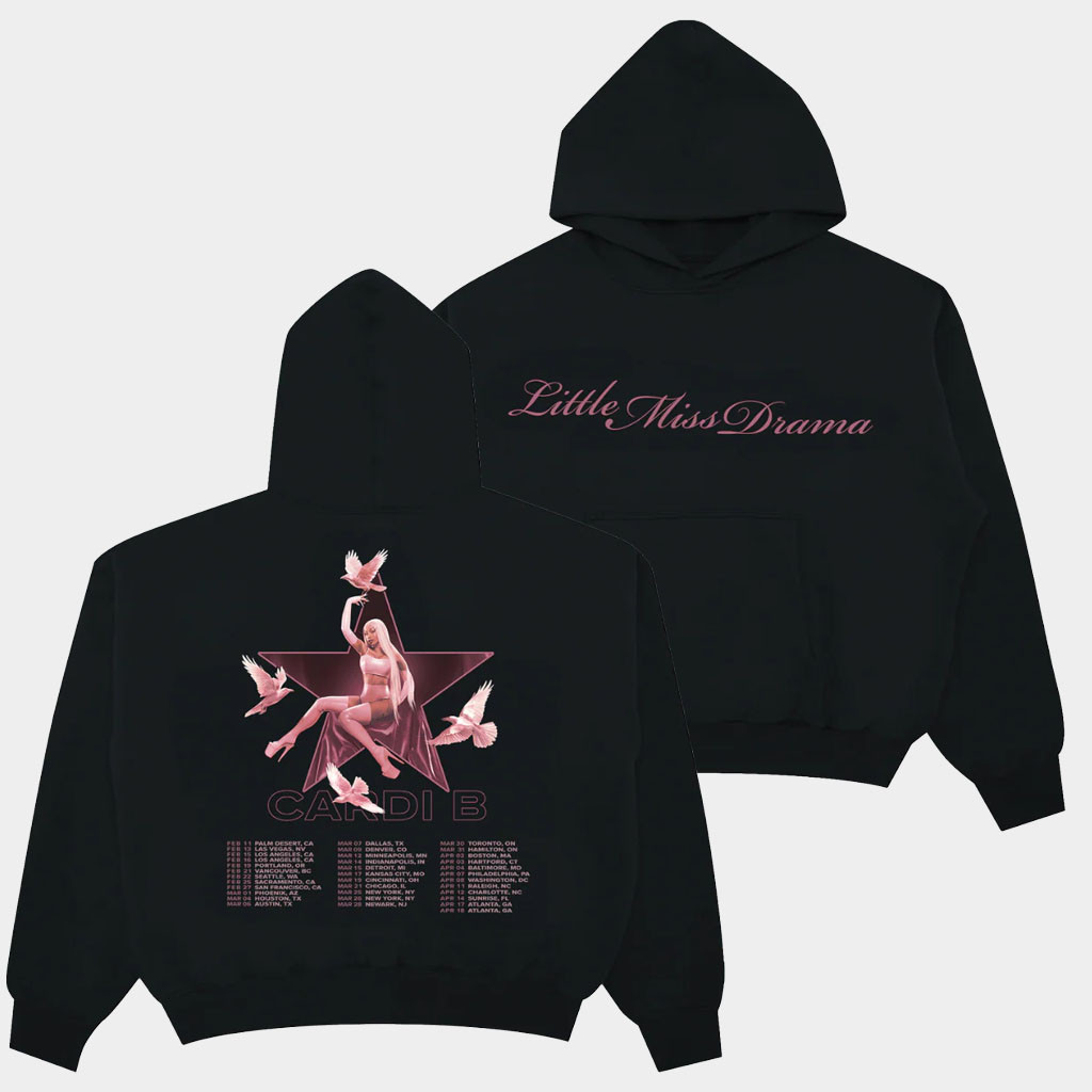 Cardi B Merch Little Miss Drama Tour Hoodie Black Cardi B Hoodie Gifts For Music Fans