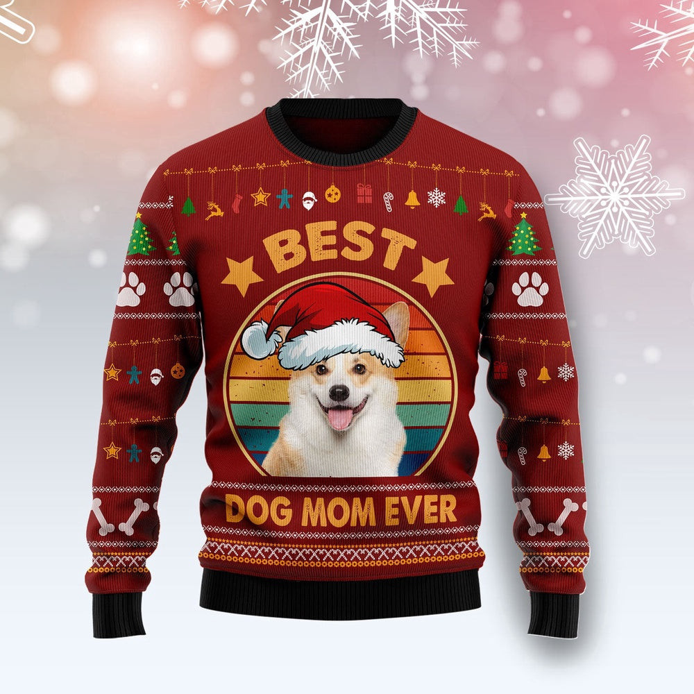 Cardigan Welsh Corgi Best Dog Mom Ever Ugly Christmas Sweater Gift For Christmas