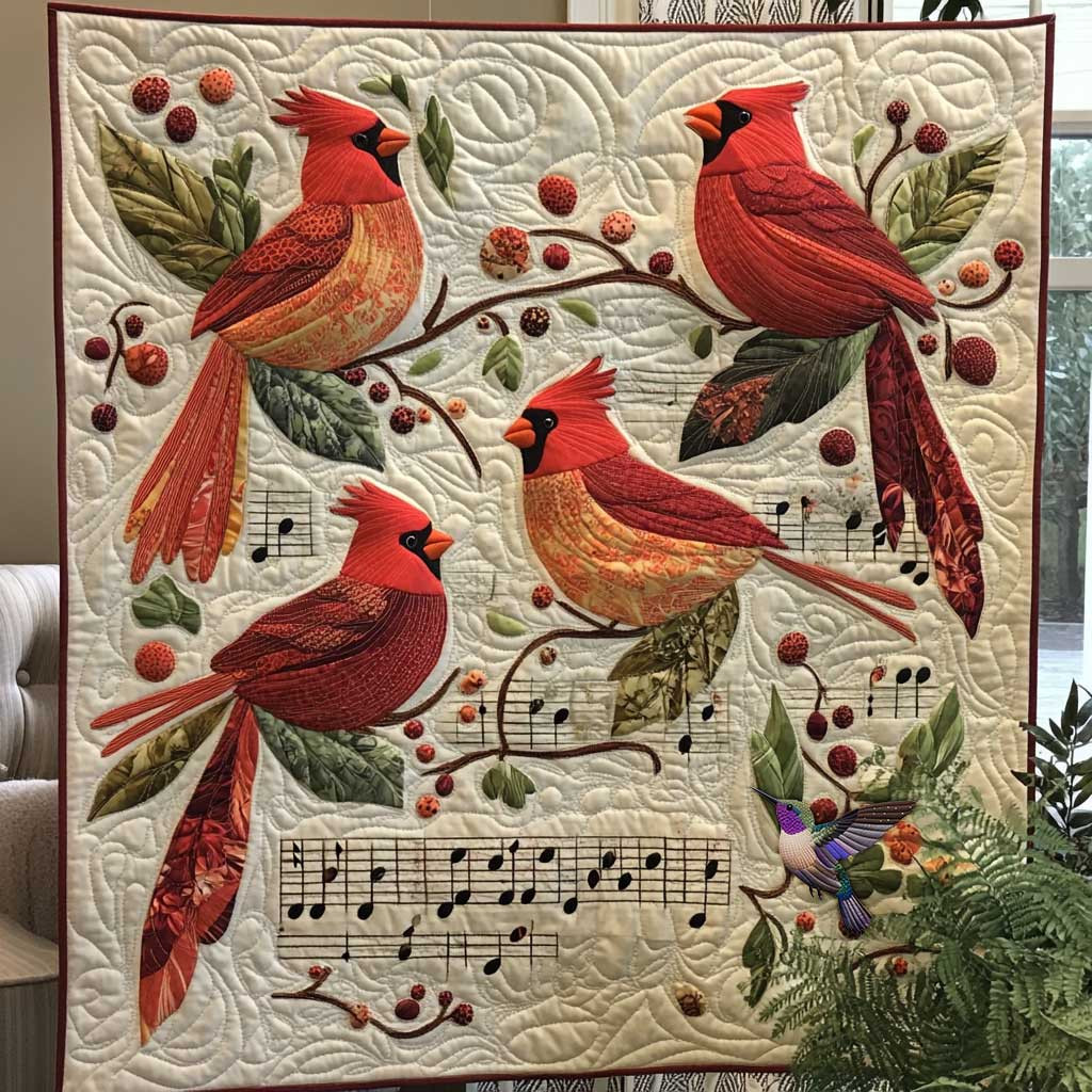 Cardinal Autumn Chorus Holiday Christmas Quilt Blanket Grandma Presents For Christmas