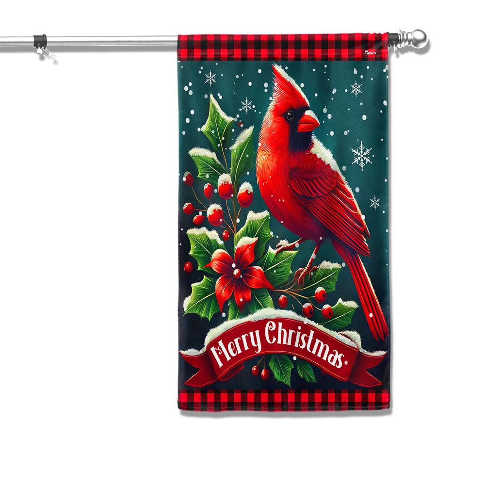Cardinal Bird Merry Christmas Flag Christmas 2025