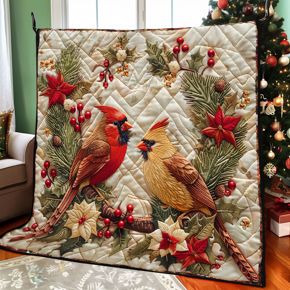 Cardinal Birds Quilt Blanket Throw Blankets For Couch Meaningful Gifts For Mom From Daughter