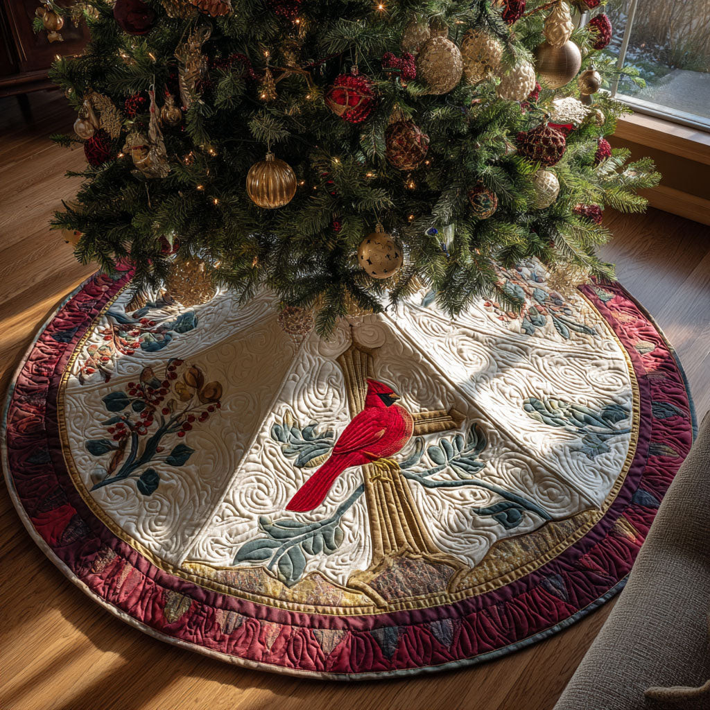 Cardinal Blessing Christmas Quilted Tree Skirt Holiday Home Decor Christmas Gift Ideas