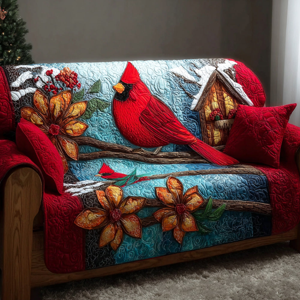 Cardinal Blessing Path Quilted Sofa Cover Christmas Family Room Decor Cardinal Christmas Gift