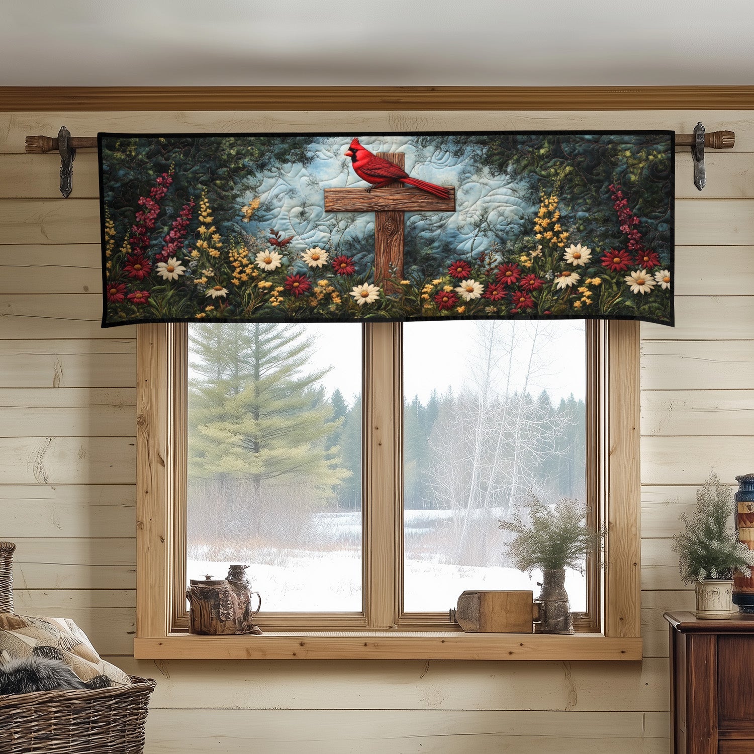Cardinal Blessings Quilted Valance Cardinal Window Valance Cardinal Christmas Decor Gift for Grandma