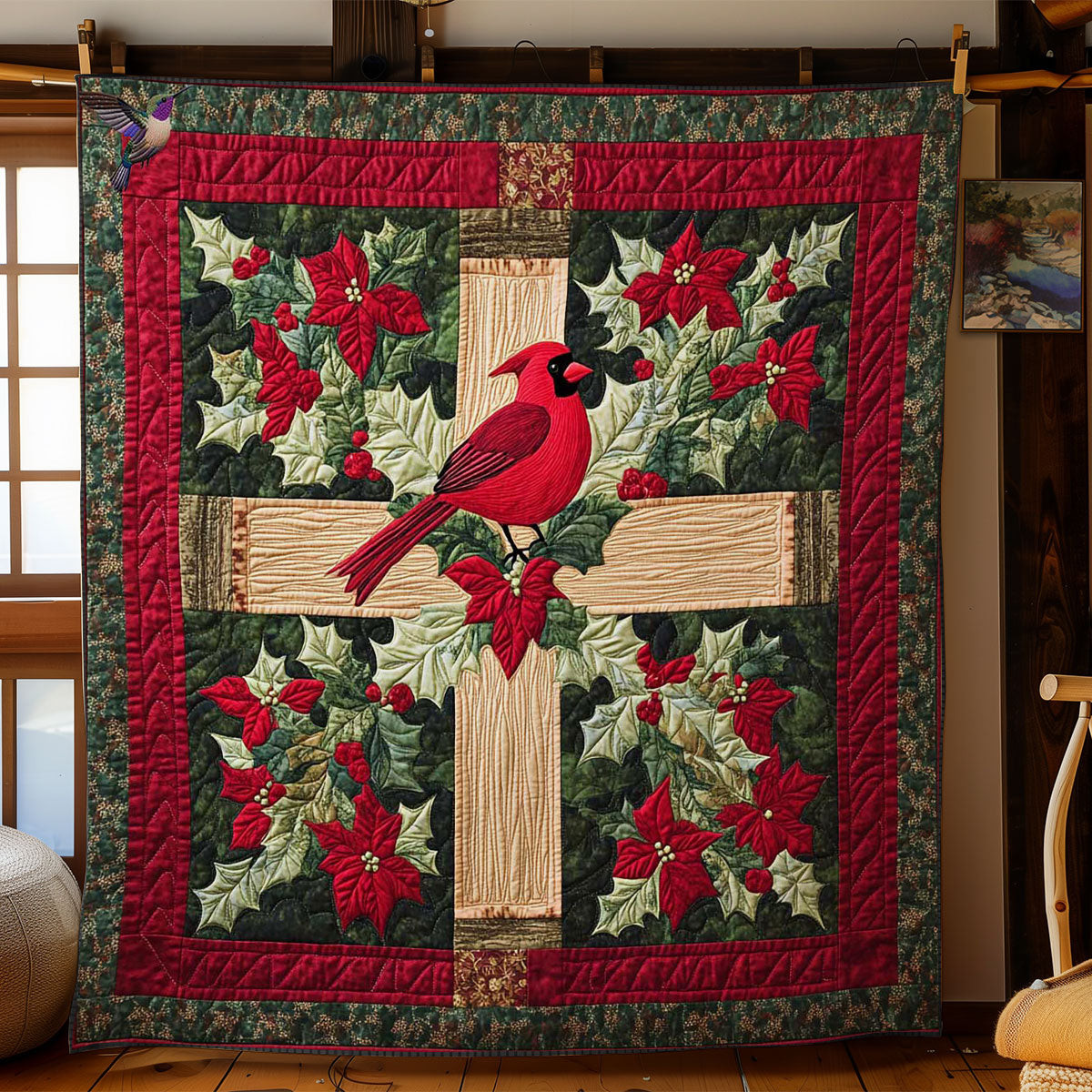 Cardinal Bliss Holiday Christmas Quilt Blanket Grandma Presents For Christmas