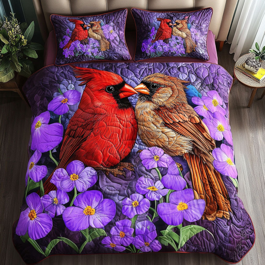 Cardinal Bliss Quilted Bedding Set Cool Bedroom Decor Cardinal Christmas Gift Ideas