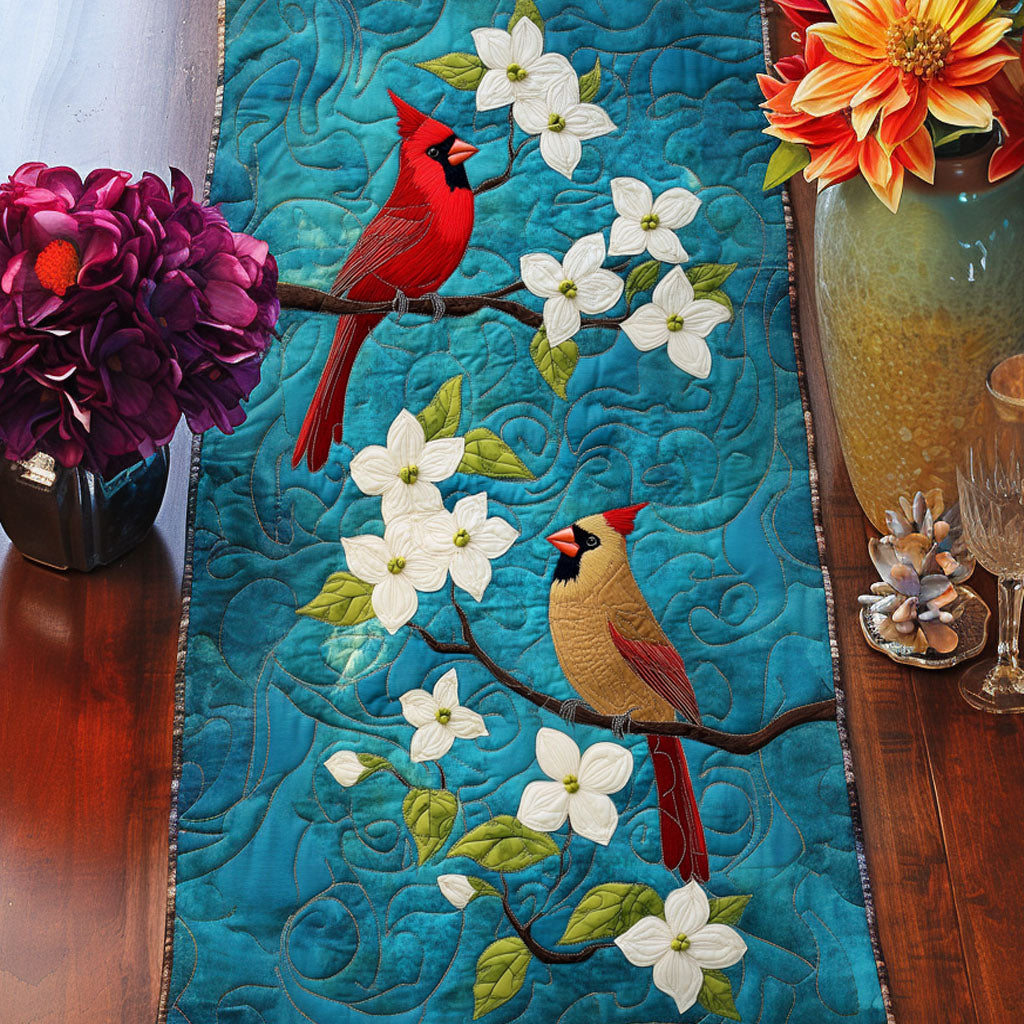 Cardinal Blossom Quilted Table Runner Dining Room Centerpieces Cardinal Gifts For Mom