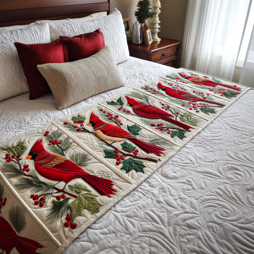 Cardinal Branches Quilted Bed Runner Christmas Bedroom Ideas Christmas Gifts