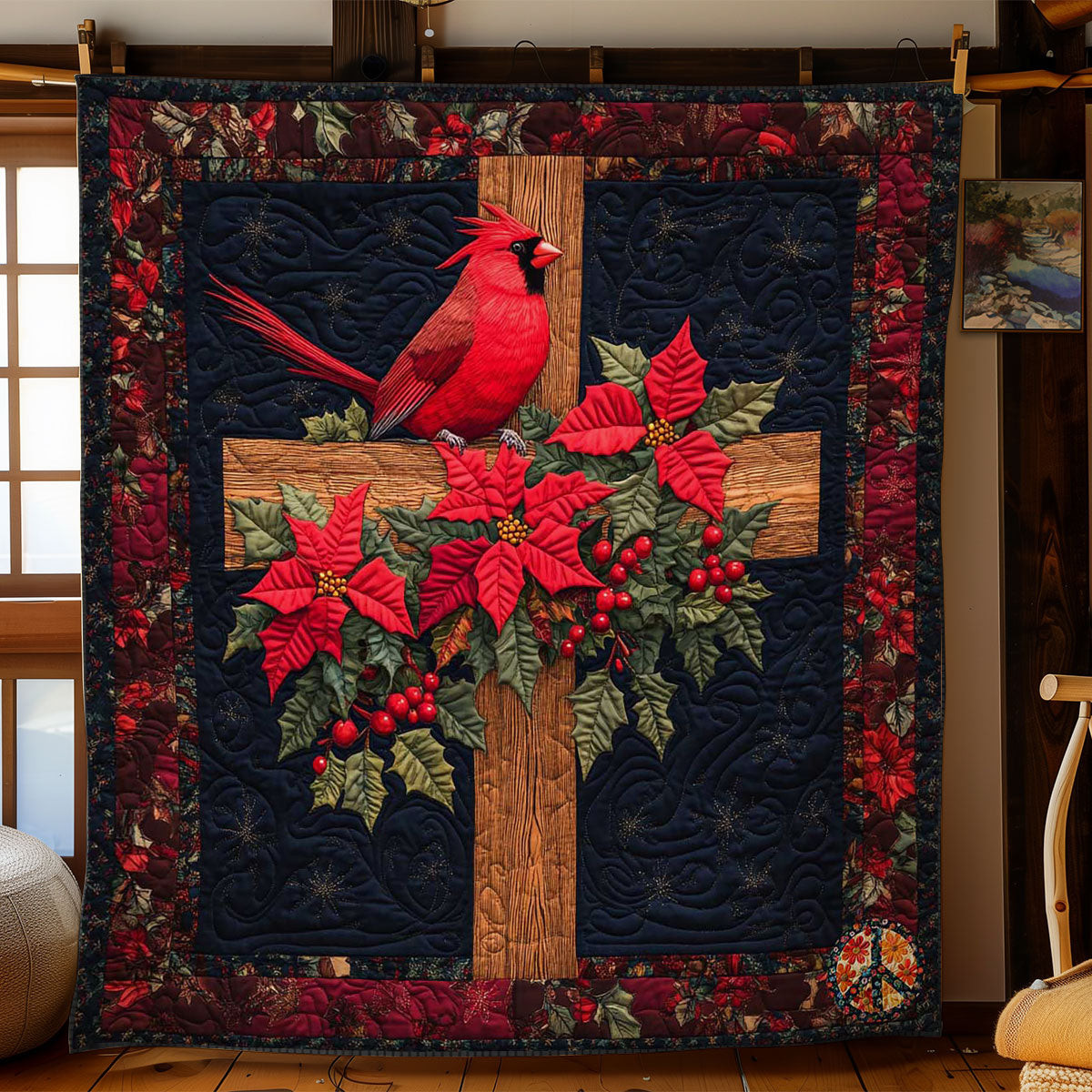 Cardinal Cheer Holiday Christmas Quilt Blanket Grandma Presents For Christmas