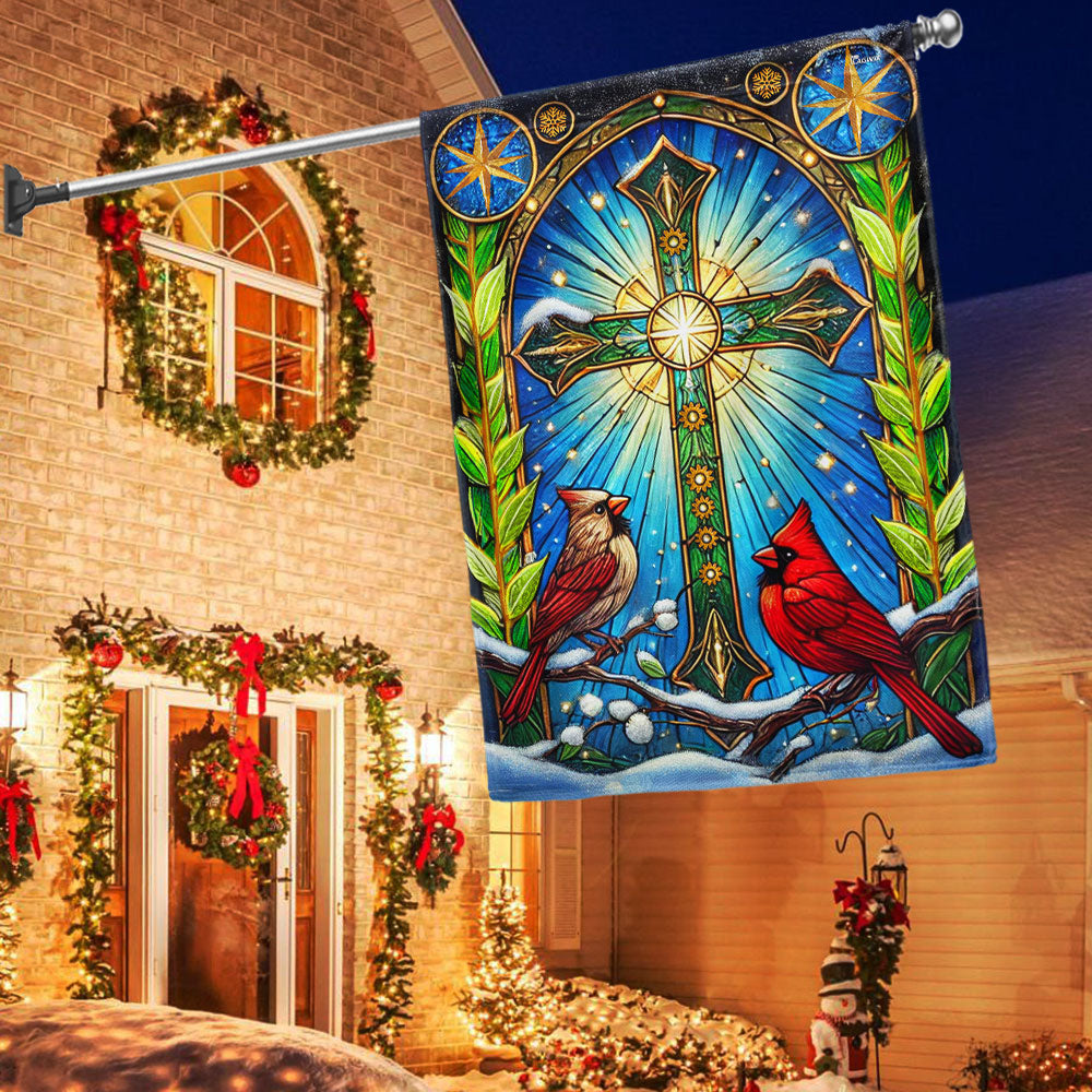Cardinal Christian Cross Christmas Flag Faith Inspired Holiday Gift Decor 3 D