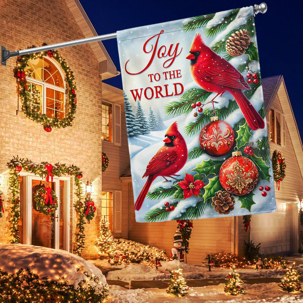 Cardinal Christmas Joy To The World Flag