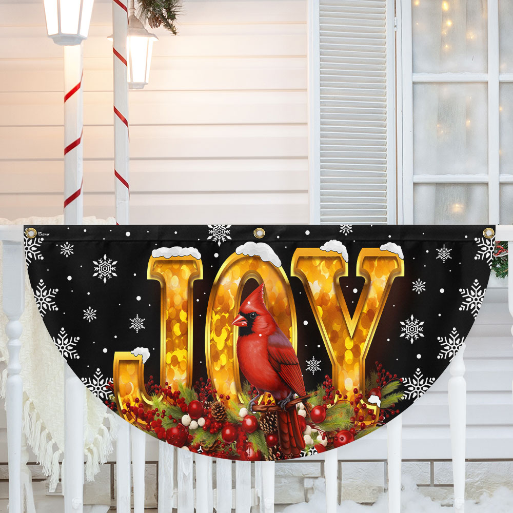 Cardinal Christmas Joy To The World Non Pleated Fan Flag