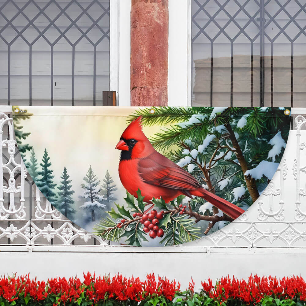 Cardinal Christmas Non Pleated Fan Flag