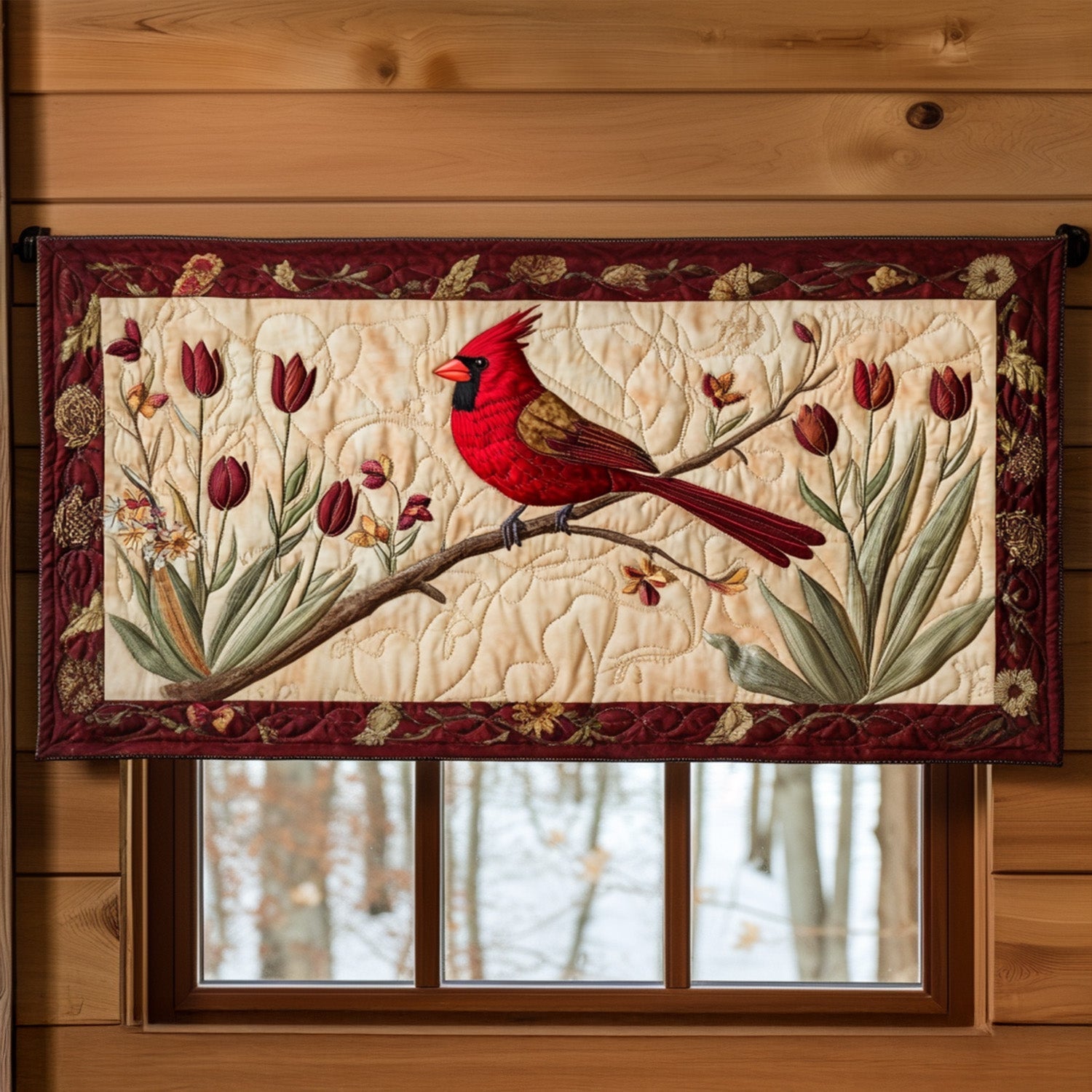 Cardinal Comfort Quilted Valance Cardinal Window Curtains Cardinal Christmas Decor Gifts For Christmas