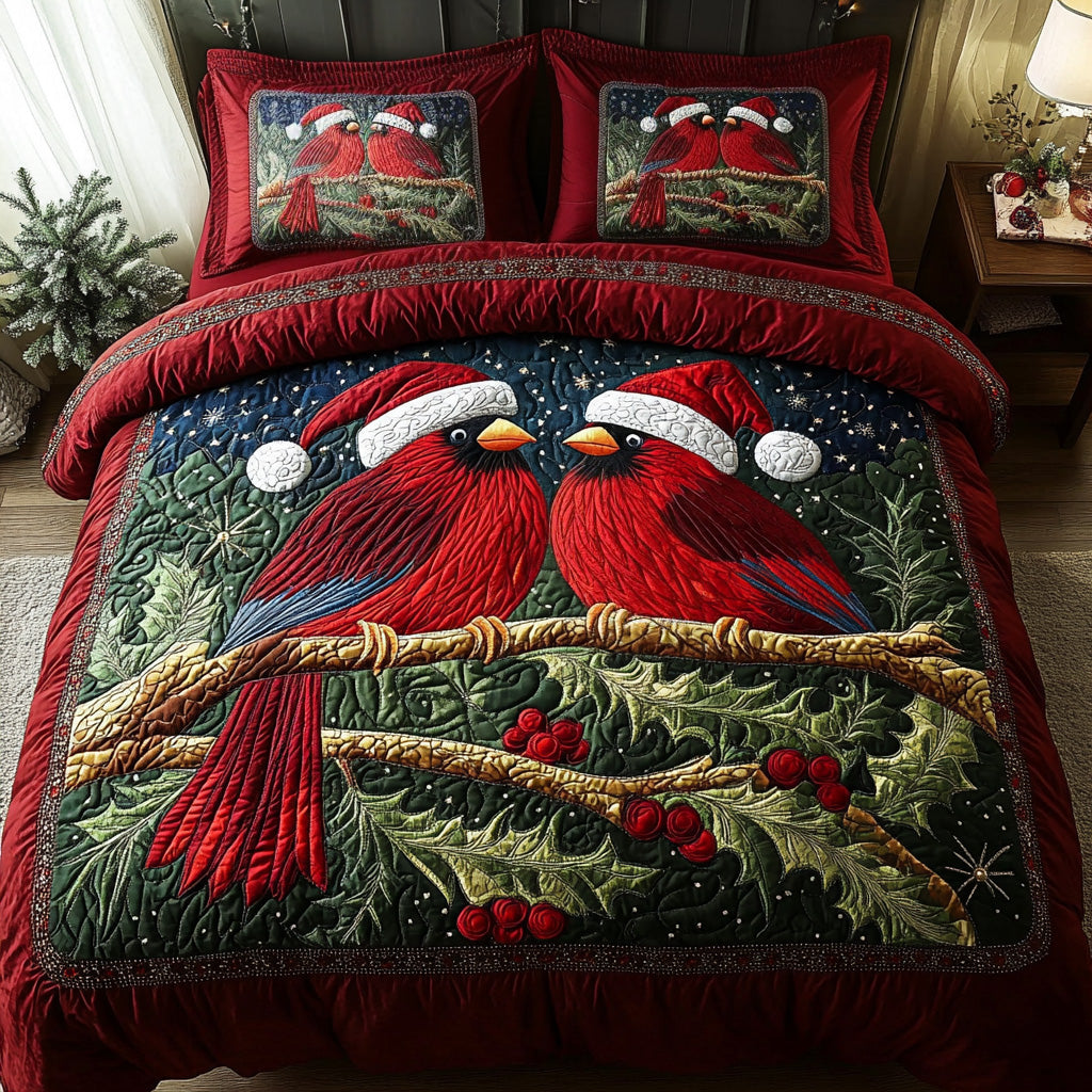 Cardinal Companions Quilted Bedding Set Best Bedspread Set Cardinal Themed Gifts