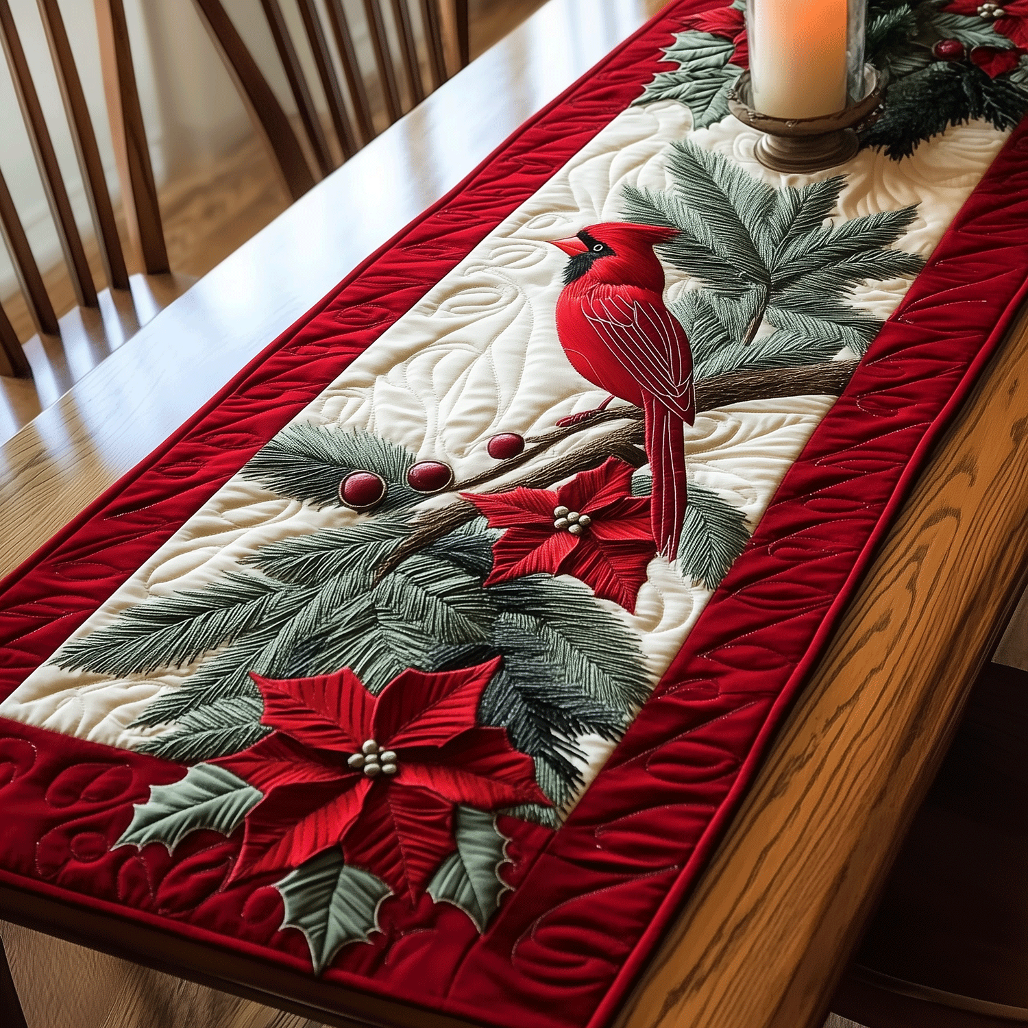 Cardinal Companions Quilted Table Runner Holiday Table Runner Good Gifts For Mom Birthday