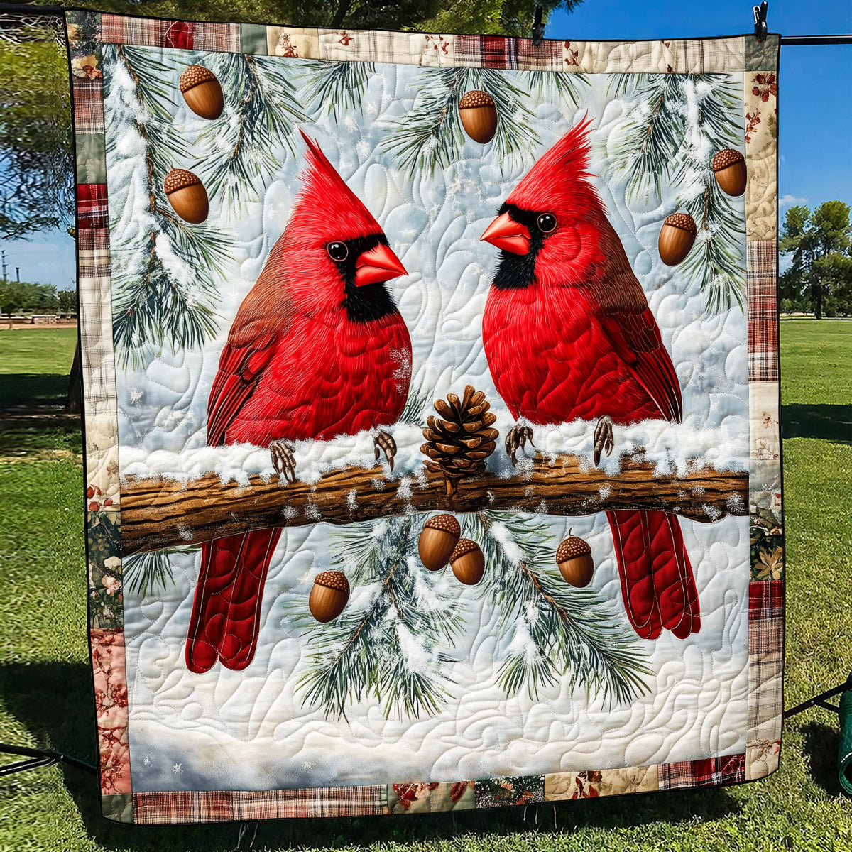 Cardinal Couple Quilted Blanket Unique Cardinal Gifts