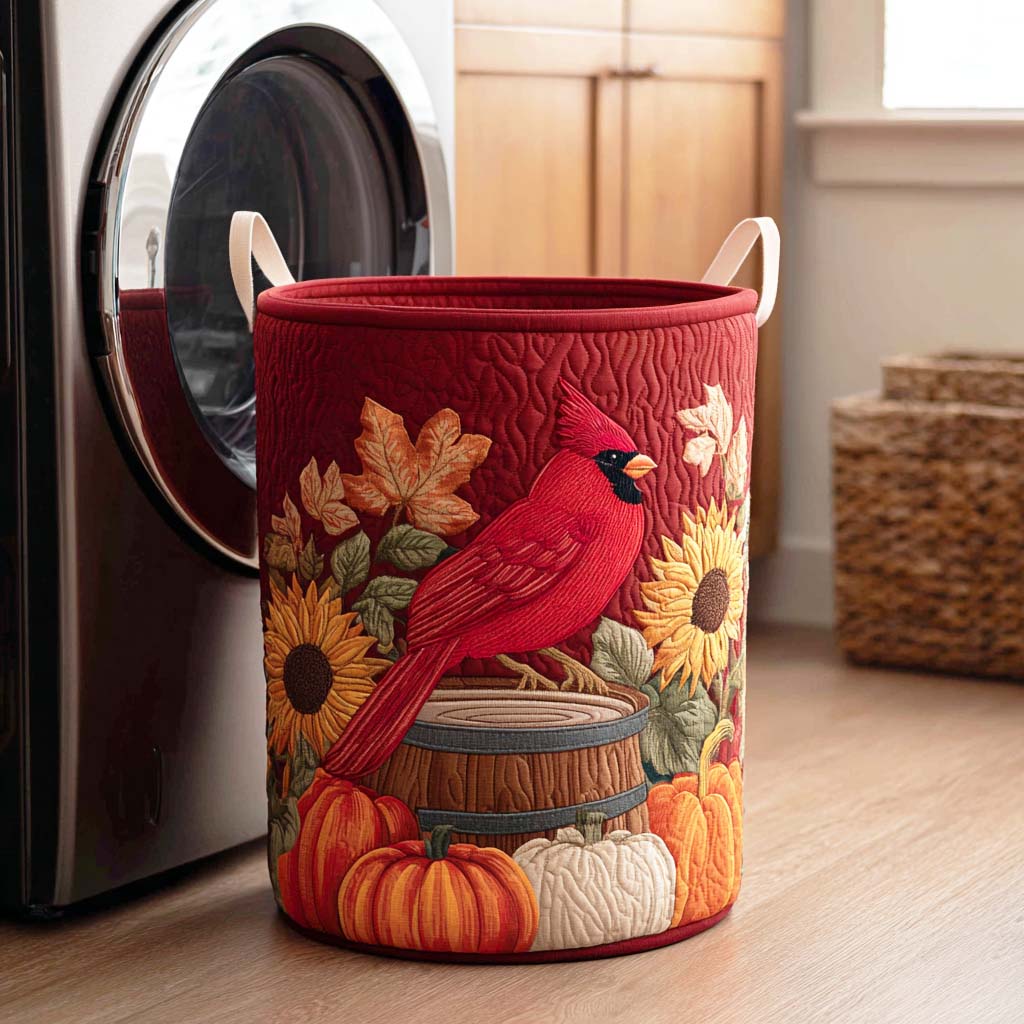 Cardinal Crest Quilted Laundry Basket Halloween Merch Gift