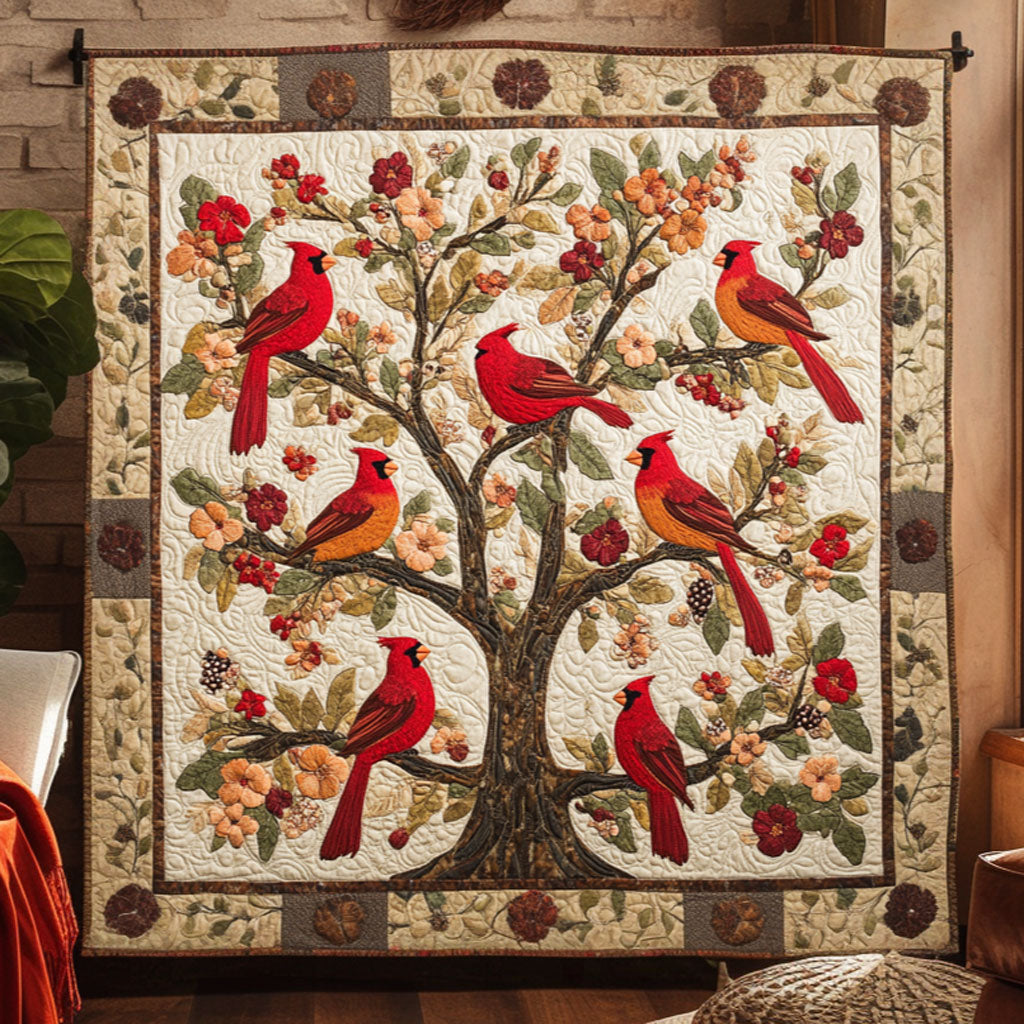 Cardinal Crimson Sky Quilt Blanket Cardinal Blanket Throw Christmas Cardinal Gift for Mom