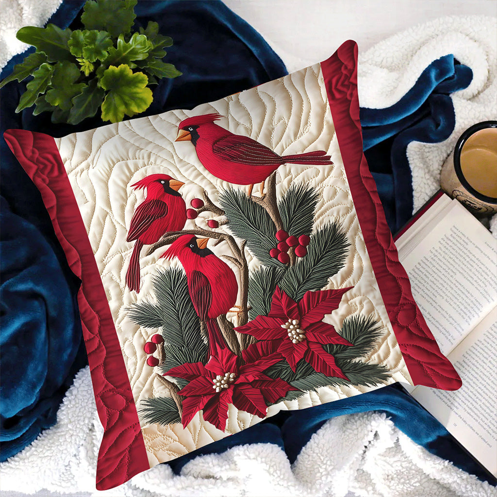 Cardinal Crimson Wings Quilted Pillow Case Winter Home Decor Christmas Gifts For Mother