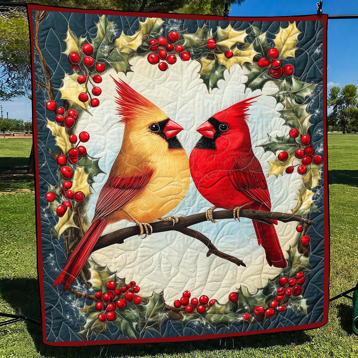 Cardinal Cuddle Quilted Blanket Unique Cardinal Gifts