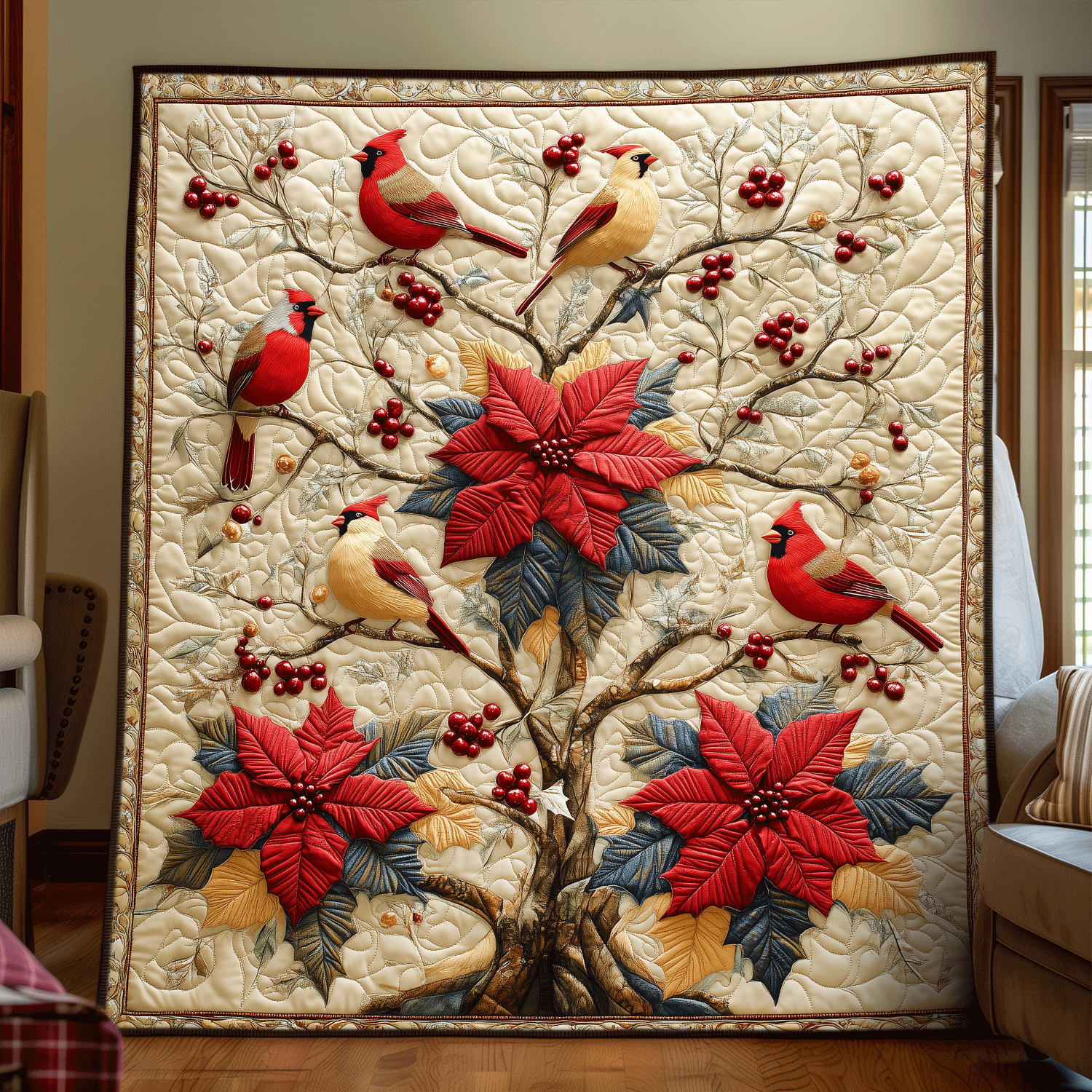 Cardinal Family Quilted Blanket Cardinal Gifts For Mom