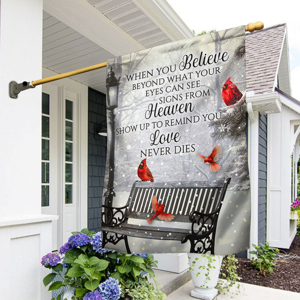 Cardinal Flag Signs From Heaven Love Never Dies