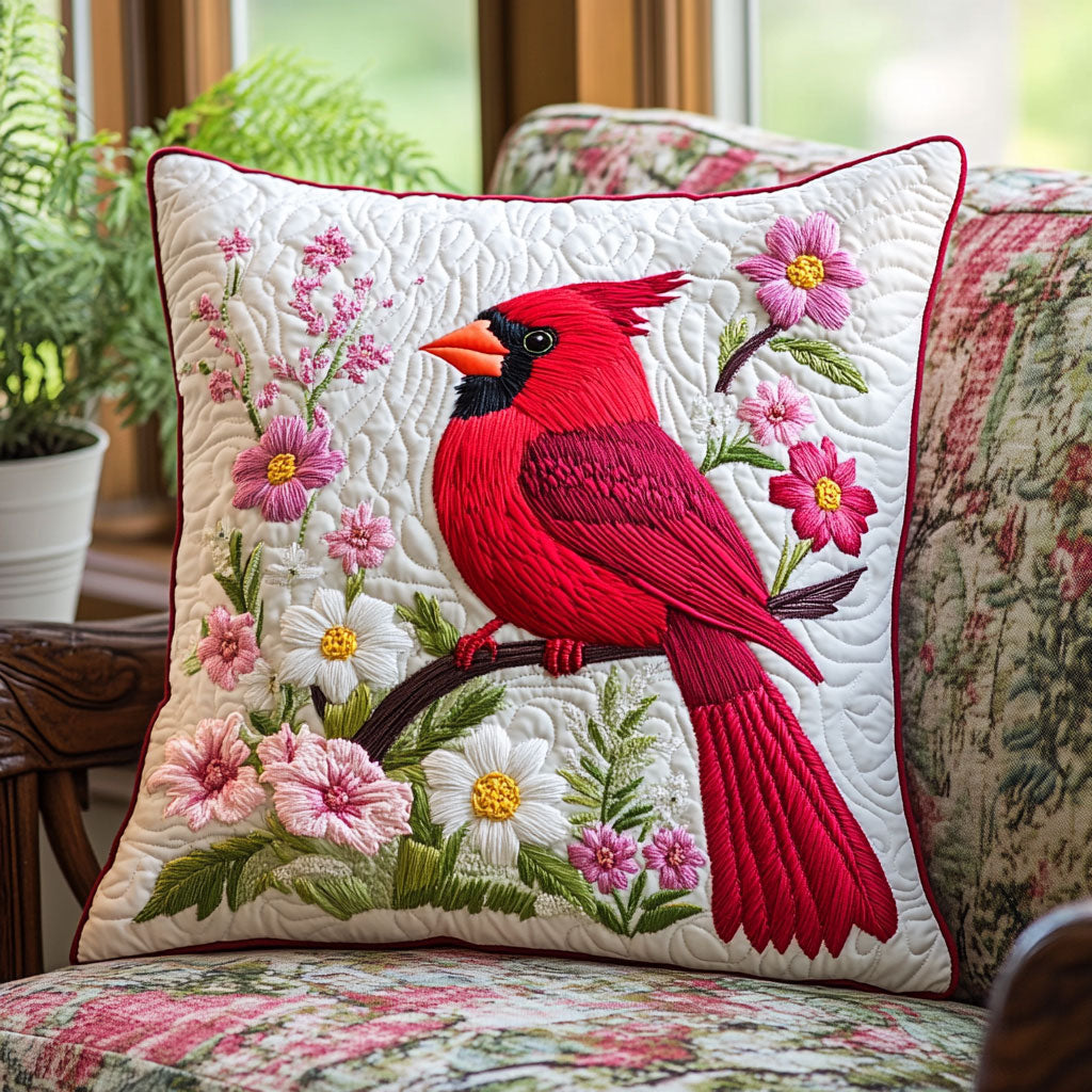 Cardinal Flower Quilted Pillow Case Fall Sofa Pillows Household Christmas Gifts
