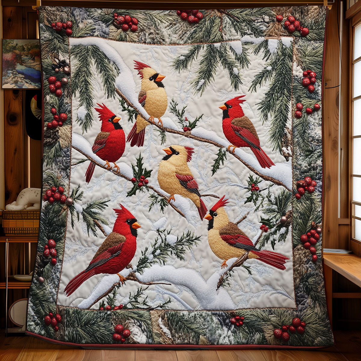 Cardinal Forest Quilt Blanket Cardinal Blanket Throw Cardinal Gifts For Mom