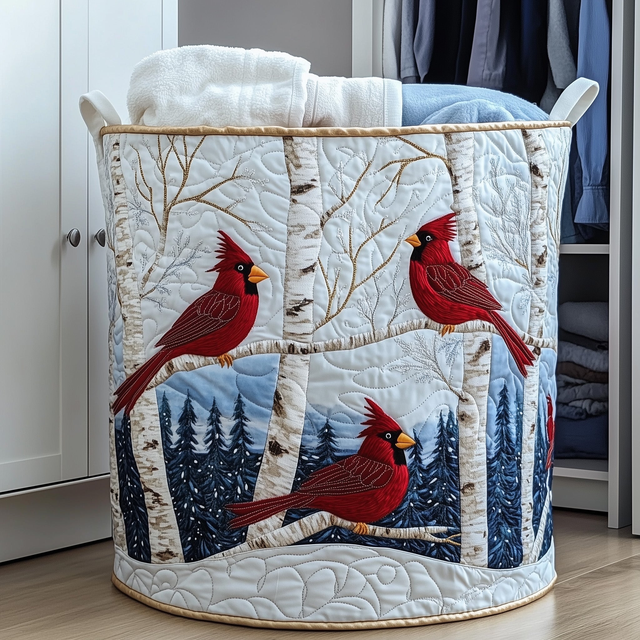 Cardinal Forest Quilted Laundry Basket Cardinal Christmas Gift Ideas