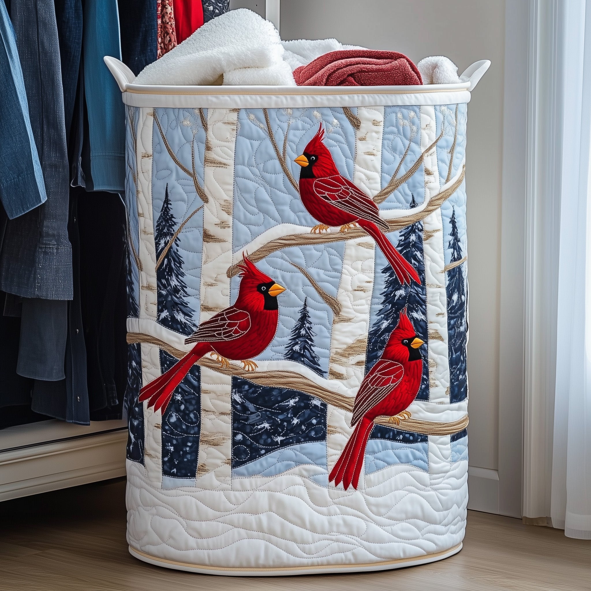 Cardinal Forest Quilted Laundry Basket Red Cardinal Gifts Ideas