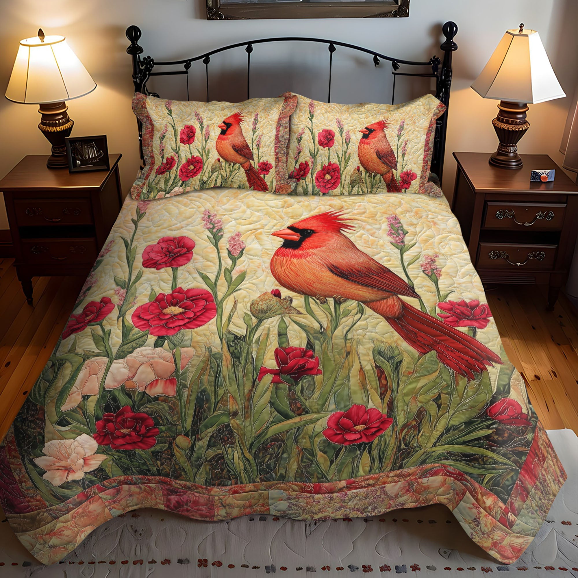 Cardinal Garden Quilted Bedding Set Bedroom Decor Ideas Cardinal Gifts For Her