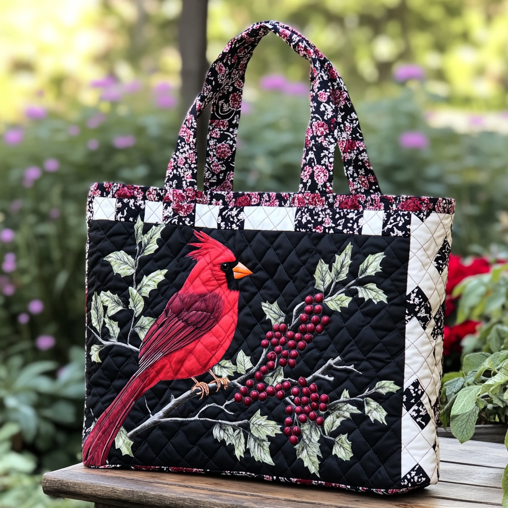 Cardinal Garden Quilted Tote Bag Cardinal Gifts For Christmas