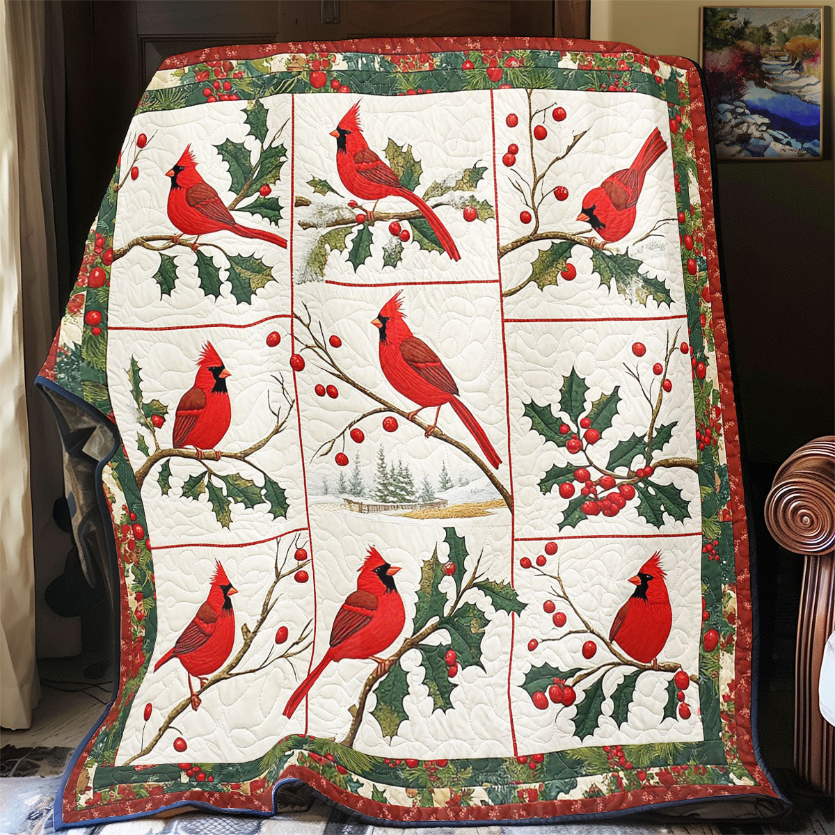 Cardinal Gathering Quilt Blanket Cardinal Blanket Throw Cardinal Gifts For Mom