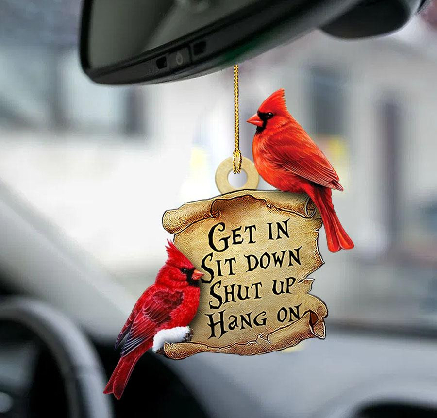 Cardinal get in two sided ornament for car car hanging ornaments