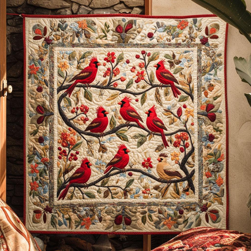 Cardinal Harvest Glow Quilt Blanket Cardinal Blanket Throw Christmas Cardinal Gift for Mom