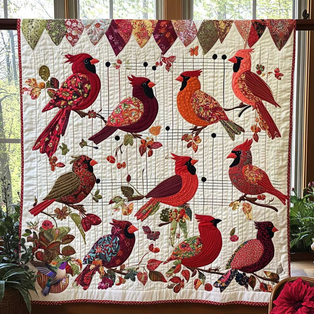 Cardinal Melody Magic Holiday Christmas Quilt Blanket Grandma Presents For Christmas