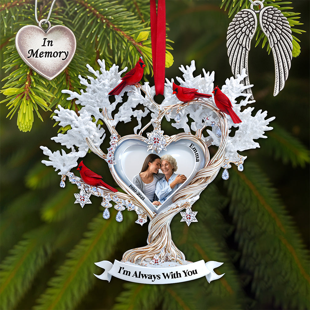 Cardinal Memory Custom Photo Ornament - Personalized Memorial Gift For Loved Ones - Holiday Season Gift Idea