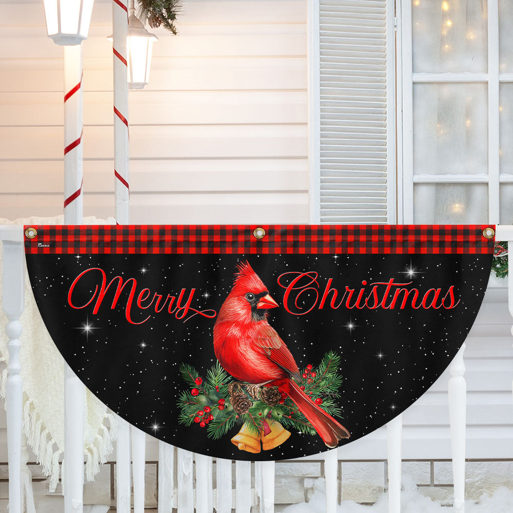 Cardinal Merry Christmas Fan Flag Holiday Gift Festive Home Decor Non Pleated