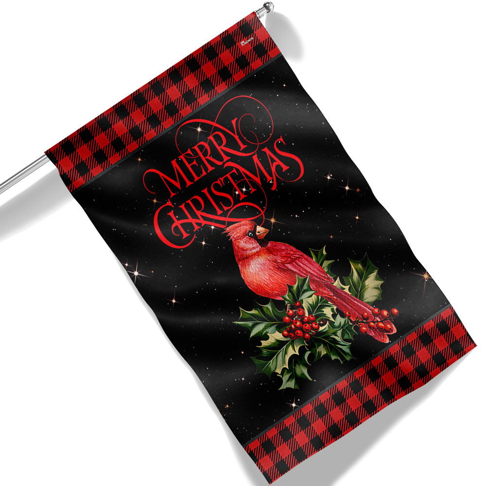 Cardinal Merry Christmas Flag