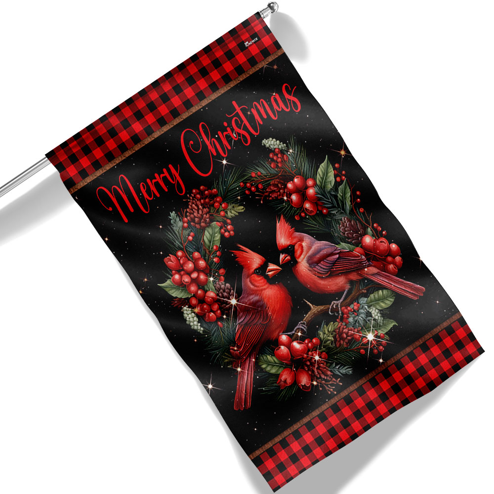 Cardinal Merry Christmas Flag Holiday Edition