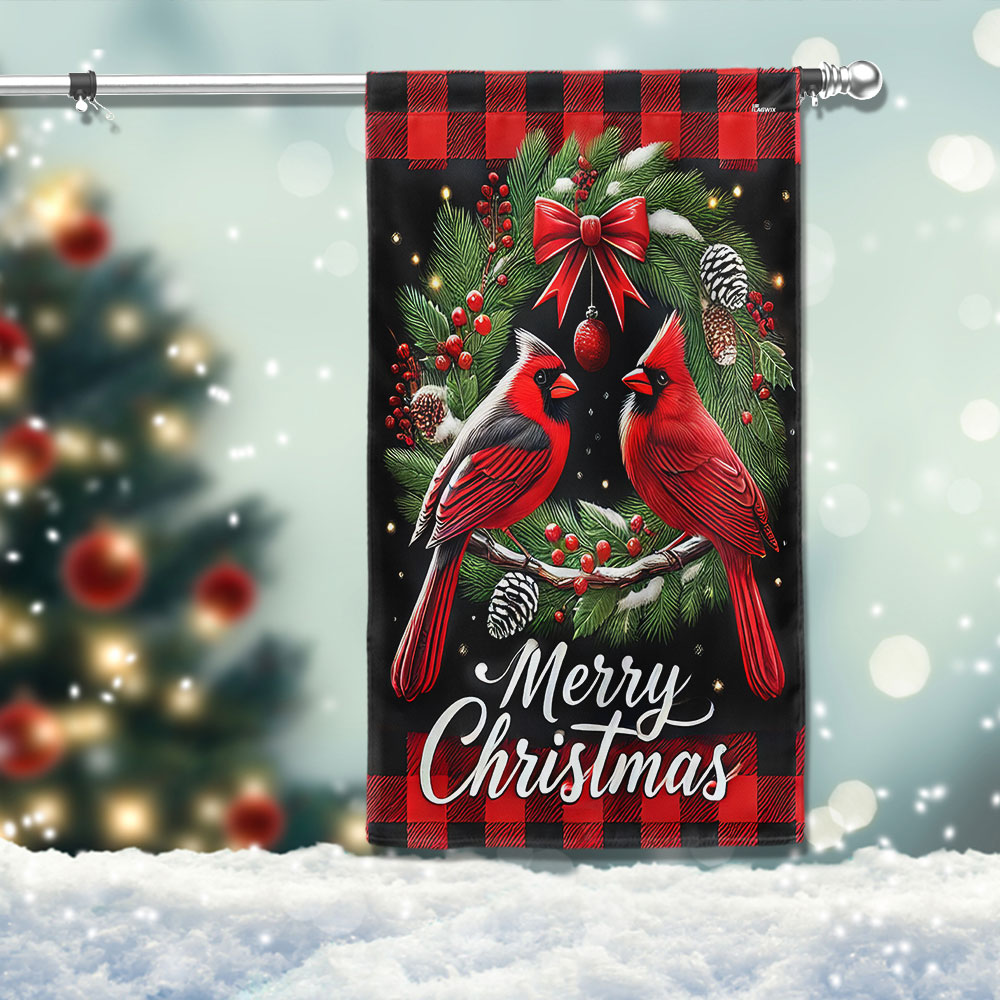 Cardinal Merry Christmas Flag Merry Christmas