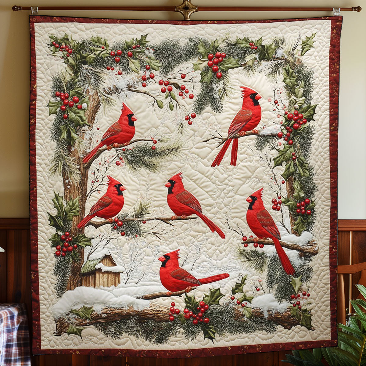 Cardinal Nest Quilt Blanket Cardinal Blanket Throw Cardinal Gifts For Mom