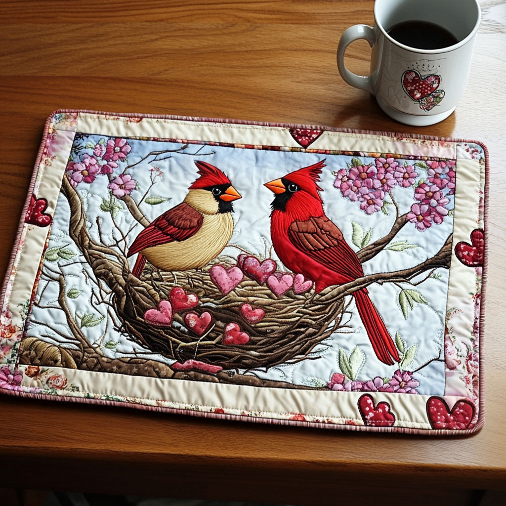 Cardinal Nest Quilted Placemat Home Decor Items Gift For Bird Lover
