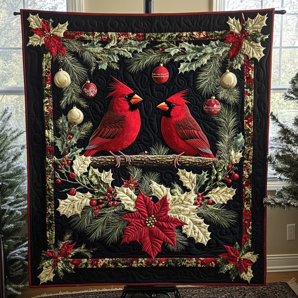 Cardinal Nestle Quilted Blanket Unique Cardinal Bird Gifts
