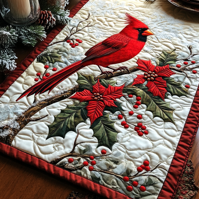 Cardinal Noel Elegance Quilted Table Runner Holiday Table Runner Good Gifts For Mom Birthday