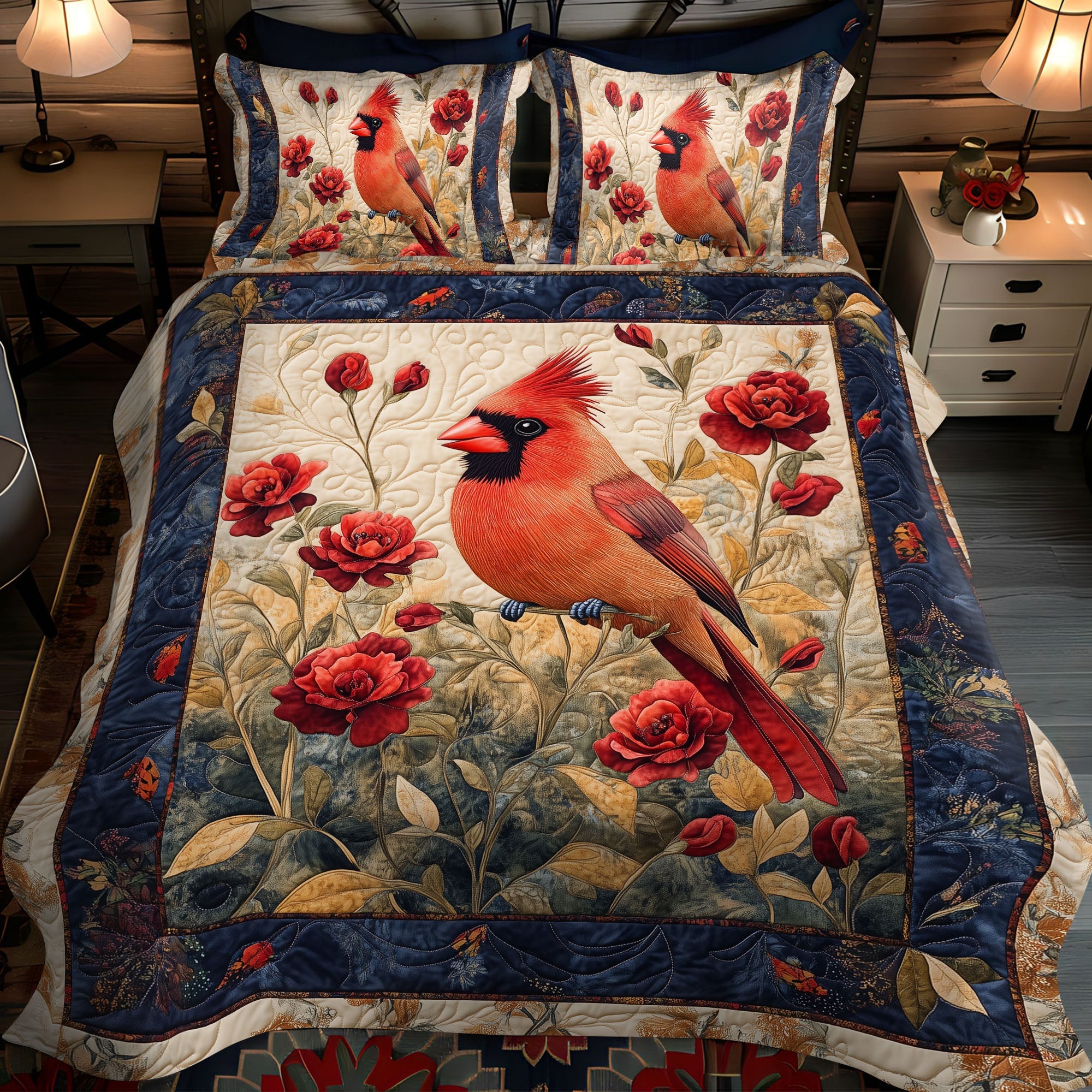 Cardinal Ohio View Quilted Bedding Set Bed Decorations Best Cardinal Gift Items