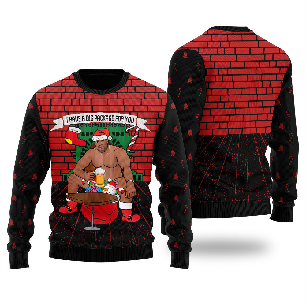Cardinal Red I Have A Big Package For You Barry Wood Christmas Sweater Men Funny Xmas Sweater for Ugly Sweater Parties