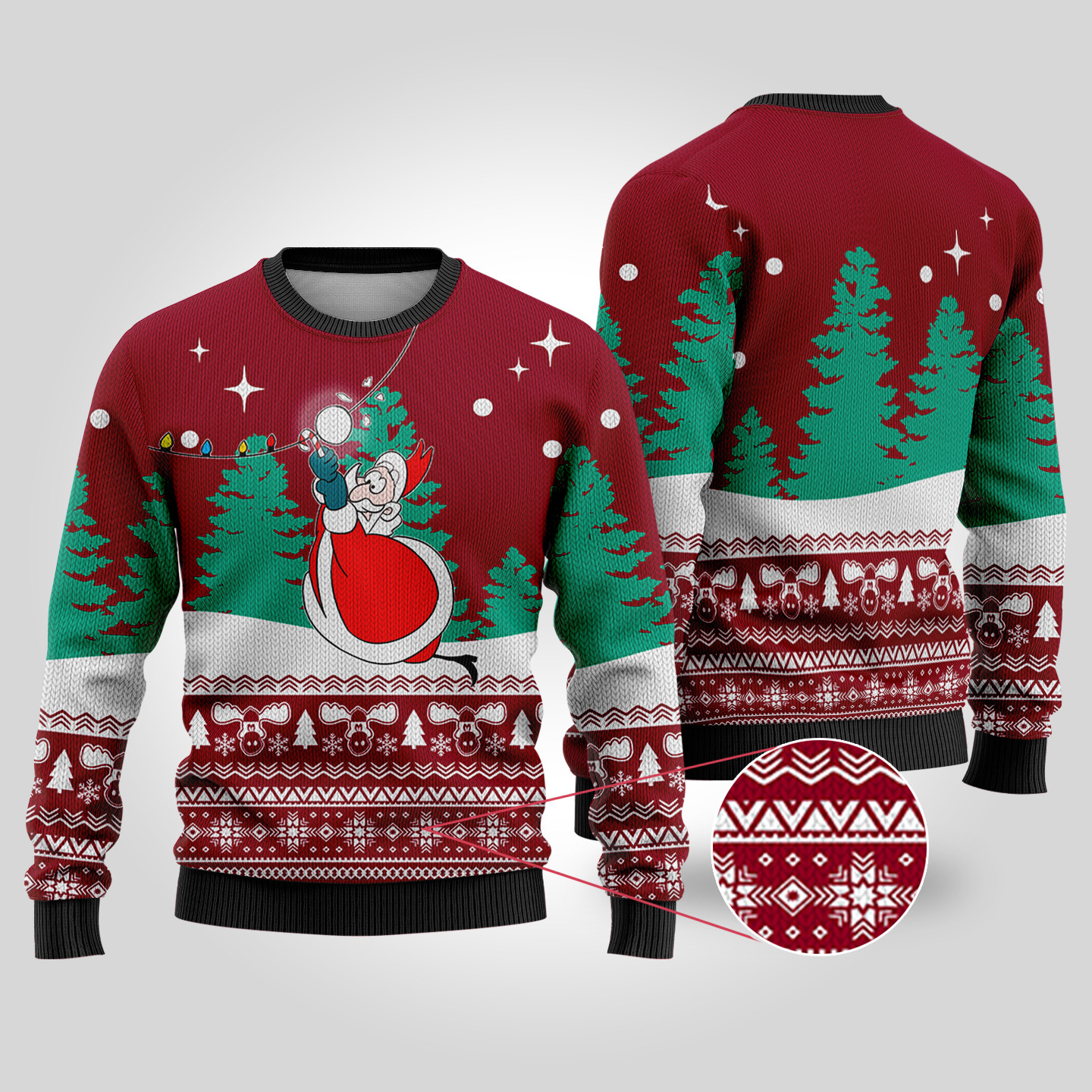 Cardinal Red Swinging Santa National Lampoon Ugly Christmas Sweater Personalized Christmas Sweatshirt Gift for Family