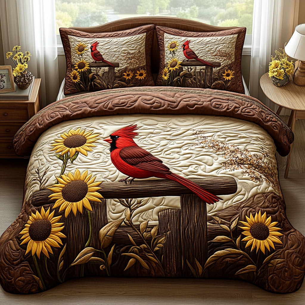 Cardinal Serenity Quilted Bedding Set Bed Decor Cardinal Gifts For Friend